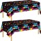 2 Pack Glow in The Dark Birthday Party Tablecloth Neon Plastic Disposable Table Cover Paint Graffiti Happy Birthday Table Decorations for Let's Glow Birthday Party, 54 x 108 Inch